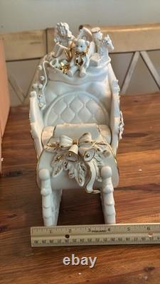 Grandeur Noel Porcelain 2000 Santa Sleigh Collector 4Pc Christmas Decoration Box