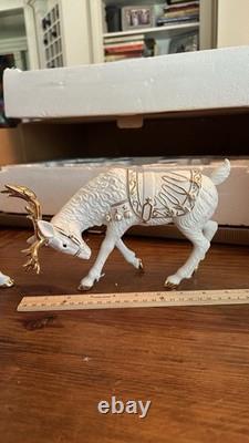 Grandeur Noel Porcelain 2000 Santa Sleigh Collector 4Pc Christmas Decoration Box