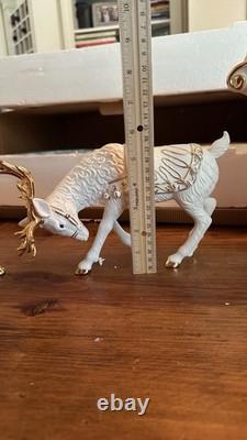 Grandeur Noel Porcelain 2000 Santa Sleigh Collector 4Pc Christmas Decoration Box