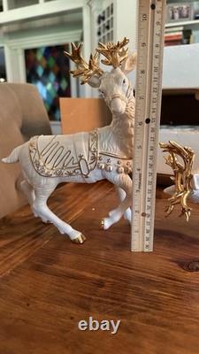 Grandeur Noel Porcelain 2000 Santa Sleigh Collector 4Pc Christmas Decoration Box