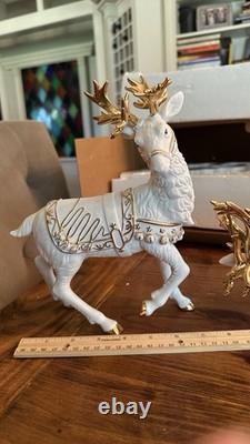 Grandeur Noel Porcelain 2000 Santa Sleigh Collector 4Pc Christmas Decoration Box