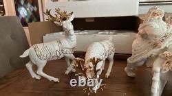 Grandeur Noel Porcelain 2000 Santa Sleigh Collector 4Pc Christmas Decoration Box