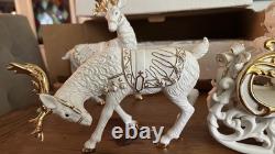 Grandeur Noel Porcelain 2000 Santa Sleigh Collector 4Pc Christmas Decoration Box