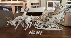 Grandeur Noel Porcelain 2000 Santa Sleigh Collector 4Pc Christmas Decoration Box