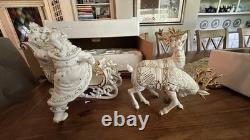 Grandeur Noel Porcelain 2000 Santa Sleigh Collector 4Pc Christmas Decoration Box