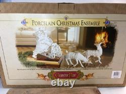 Grandeur Noel Porcelain Christmas Ensemble 2000 Edition Santa Reindeer Sleigh