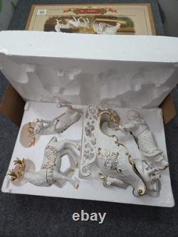 Grandeur Noel Porcelain Christmas Ensemble 2000 Edition Santa Reindeer Sleigh