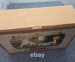 Grandeur Noel Porcelain Christmas Ensemble 2000 Edition Santa Reindeer Sleigh