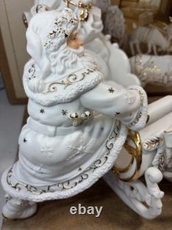 Grandeur Noel Porcelain Christmas Ensemble 2000 Edition Santa Reindeer Sleigh
