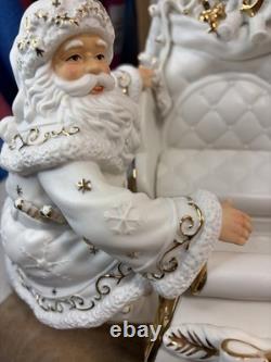 Grandeur Noel Porcelain Christmas Ensemble 2000 Edition Santa Reindeer Sleigh