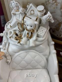 Grandeur Noel Porcelain Christmas Ensemble 2000 Edition Santa Reindeer Sleigh