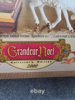 Grandeur Noel Porcelain Christmas Ensemble 2000 Edition Santa Reindeer Sleigh