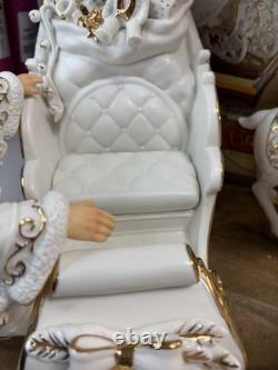 Grandeur Noel Porcelain Christmas Ensemble 2000 Edition Santa Reindeer Sleigh