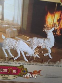 Grandeur Noel Porcelain Christmas Ensemble 2000 Edition Santa Reindeer Sleigh
