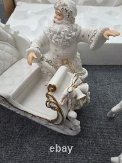 Grandeur Noel Porcelain Christmas Ensemble 2000 Edition Santa Reindeer Sleigh