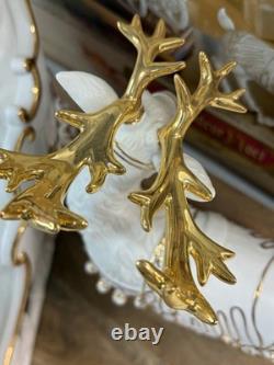 Grandeur Noel Porcelain Christmas Ensemble 2000 Edition Santa Reindeer Sleigh