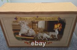 Grandeur Noel Porcelain Christmas Ensemble 2000 Edition Santa Reindeer Sleigh