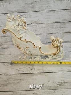 Grandeur Noel Porcelain Christmas Ensemble 2000 Edition Santa Reindeer Sleigh EC