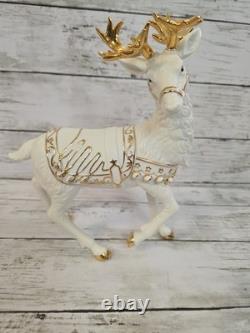 Grandeur Noel Porcelain Christmas Ensemble 2000 Edition Santa Reindeer Sleigh EC