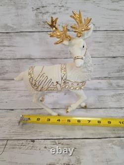 Grandeur Noel Porcelain Christmas Ensemble 2000 Edition Santa Reindeer Sleigh EC