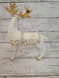 Grandeur Noel Porcelain Christmas Ensemble 2000 Edition Santa Reindeer Sleigh EC