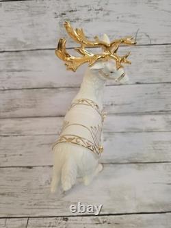 Grandeur Noel Porcelain Christmas Ensemble 2000 Edition Santa Reindeer Sleigh EC