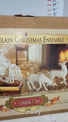 Grandeur Noel Porcelain Christmas Ensemble Collector's Edition 2000 Santa Sleigh