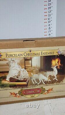 Grandeur Noel Porcelain Christmas Ensemble Collector's Edition 2000 Santa Sleigh