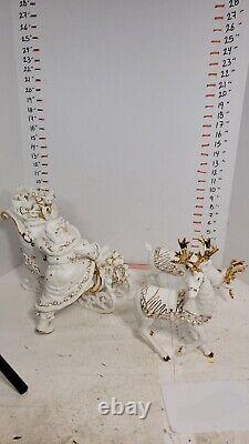 Grandeur Noel Porcelain Christmas Ensemble Collector's Edition 2000 Santa Sleigh