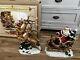 Grandeur Noel Porcelain Santa In Sleigh & Reindeer Set Collector's Edition 2003