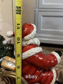Grandeur Noel Porcelain Santa In Sleigh & Reindeer Set Collector's Edition 2003