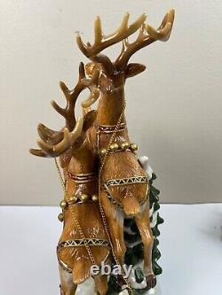 Grandeur Noel Porcelain Santa In Sleigh & Reindeer Set Collector's Edition 2003