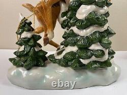 Grandeur Noel Porcelain Santa In Sleigh & Reindeer Set Collector's Edition 2003