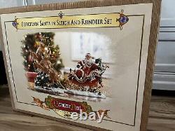 Grandeur Noel Porcelain Santa In Sleigh & Reindeer Set Collector's Edition 2003