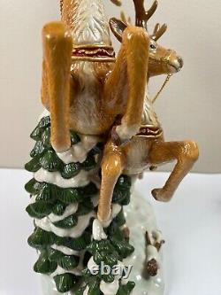 Grandeur Noel Porcelain Santa In Sleigh & Reindeer Set Collector's Edition 2003