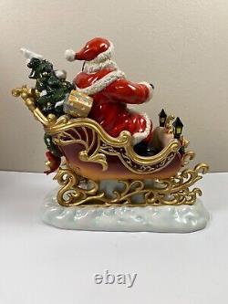 Grandeur Noel Porcelain Santa In Sleigh & Reindeer Set Collector's Edition 2003