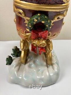 Grandeur Noel Porcelain Santa In Sleigh & Reindeer Set Collector's Edition 2003