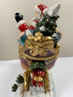 Grandeur Noel Porcelain Santa In Sleigh & Reindeer Set Collector's Edition 2003