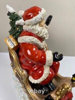 Grandeur Noel Porcelain Santa In Sleigh & Reindeer Set Collector's Edition 2003