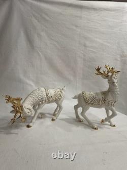 Grandeur Noel Porcelain Santa Sleigh Reindeer Collector's Edition 2000 Boxed