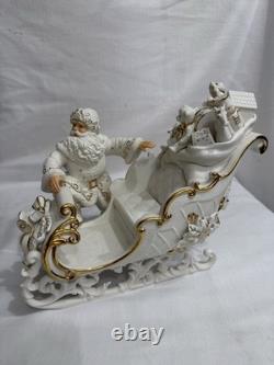 Grandeur Noel Porcelain Santa Sleigh Reindeer Collector's Edition 2000 Boxed