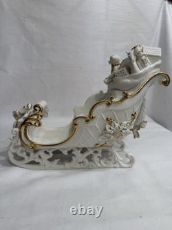 Grandeur Noel Porcelain Santa Sleigh Reindeer Collector's Edition 2000 Boxed