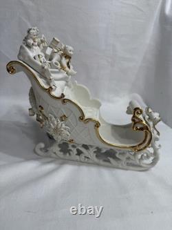 Grandeur Noel Porcelain Santa Sleigh Reindeer Collector's Edition 2000 Boxed