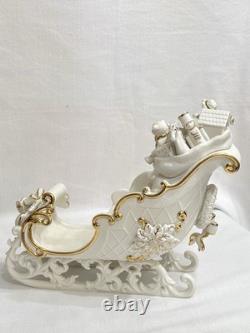 Grandeur Noel Porcelain Santa Sleigh Reindeer Collector's Edition 2000 Boxed