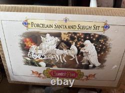 Grandeur Noel Porcelain Santa Sleigh Reindeer Set 2001 Collectors Edition