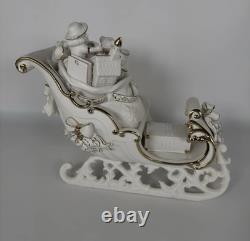 Grandeur Noel Porcelain Santa Sleigh Reindeer Set 2001 Collectors Edition