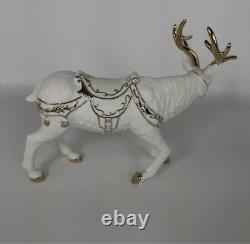 Grandeur Noel Porcelain Santa Sleigh Reindeer Set 2001 Collectors Edition
