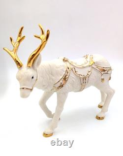 Grandeur Noel Porcelain Santa, Sleigh Set & ONE Reindeer 2001 Collectors Edition