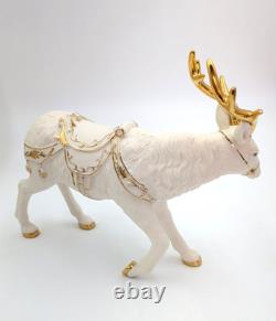 Grandeur Noel Porcelain Santa, Sleigh Set & ONE Reindeer 2001 Collectors Edition