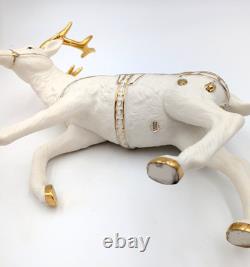 Grandeur Noel Porcelain Santa, Sleigh Set & ONE Reindeer 2001 Collectors Edition